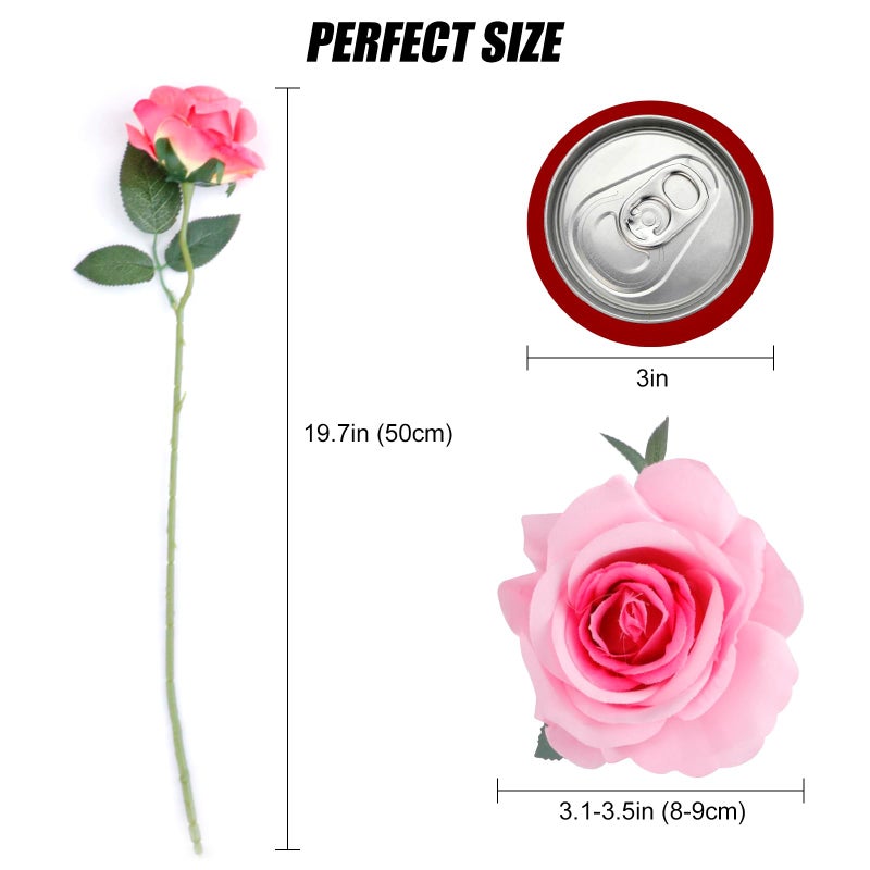 RETON 10 Pcs Artificial Silk Rose Flower, Realistic Roses Fake Flowers for DIY Wedding Bouquets Centerpieces Party Garden Home Floral Arrangement Decoration - 50cm (Multicolor) - Image 2